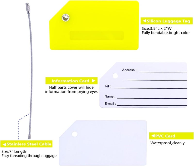Ovener 5Pack Silicone Luggage Tag with Name ID Card Perfect to Quickly Spot Luggage Suitcase by - Image 3